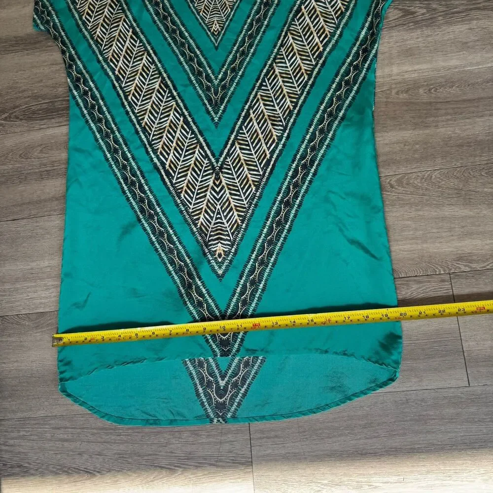 ViX Paula Hermanny 100% Silk Blue Turquoise Coverup Boho Euro Vacation Swim Sz S